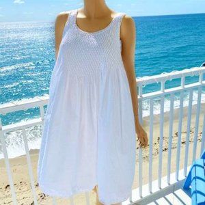 SMOCKED COASTAL COTTON GOWN